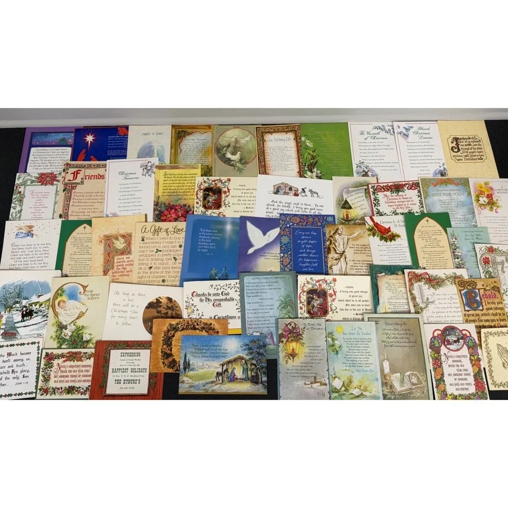 Vintage Christmas Cards Fronts ONLY Bible  Verses More Scrapbooking Crafts 50+